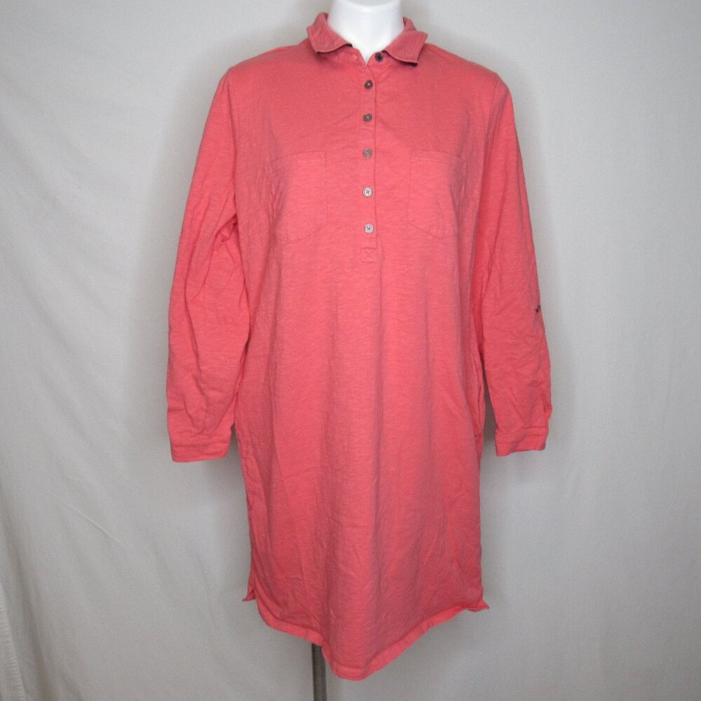 Boden Coral Pink Jersey Knit Shirt Dress Women's 12